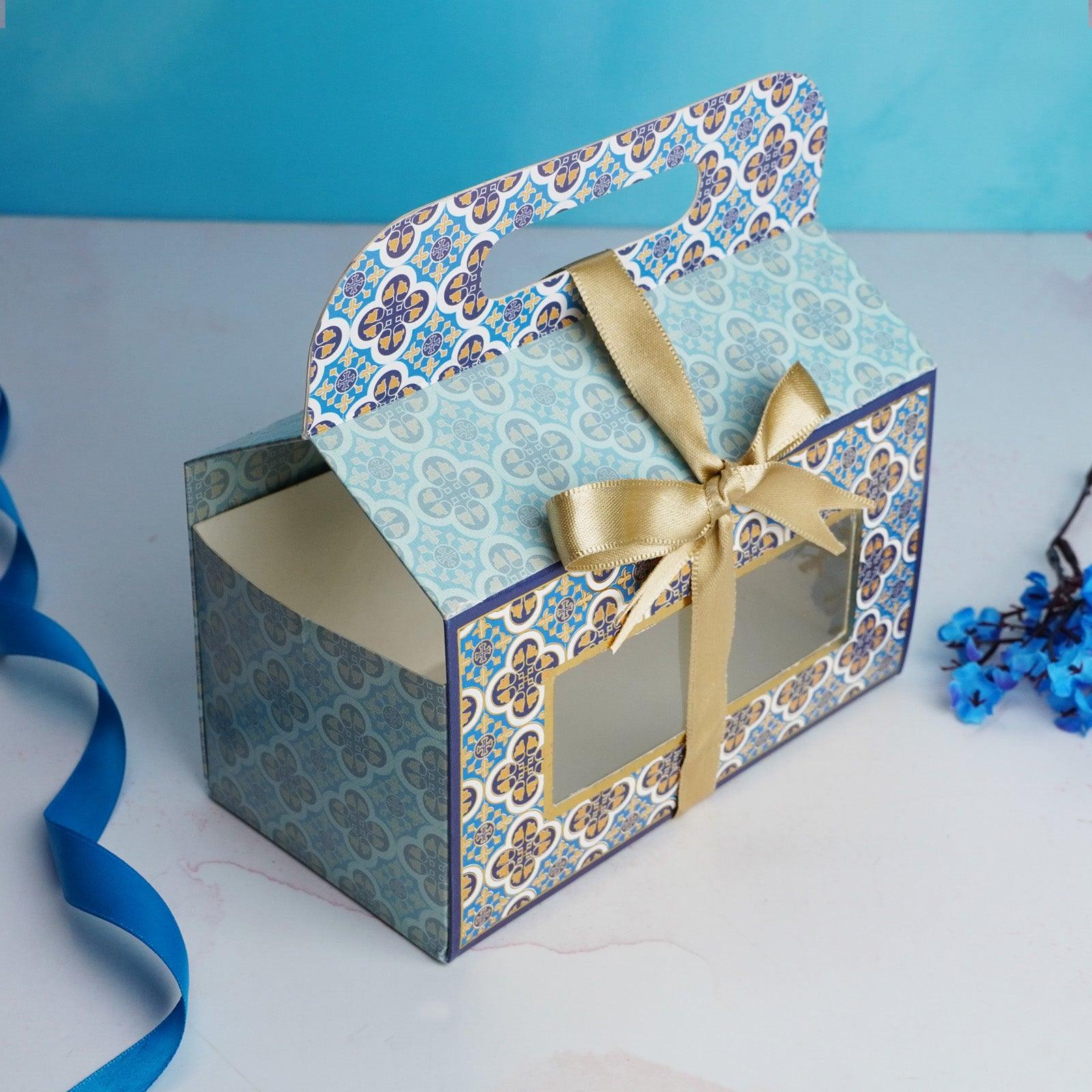 Blue 2 Jar Gift Handle Box