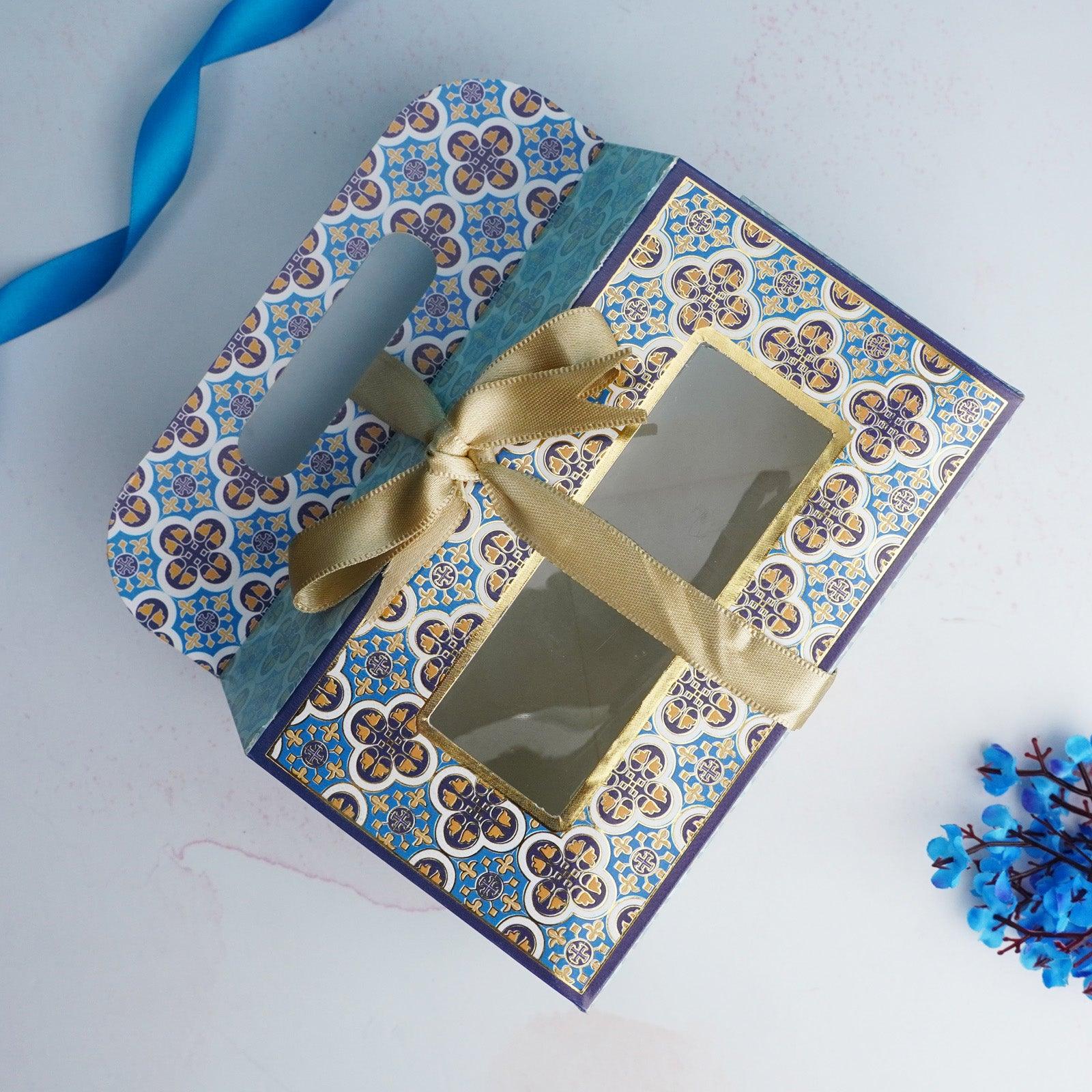 Blue 2 Jar Gift Handle Box