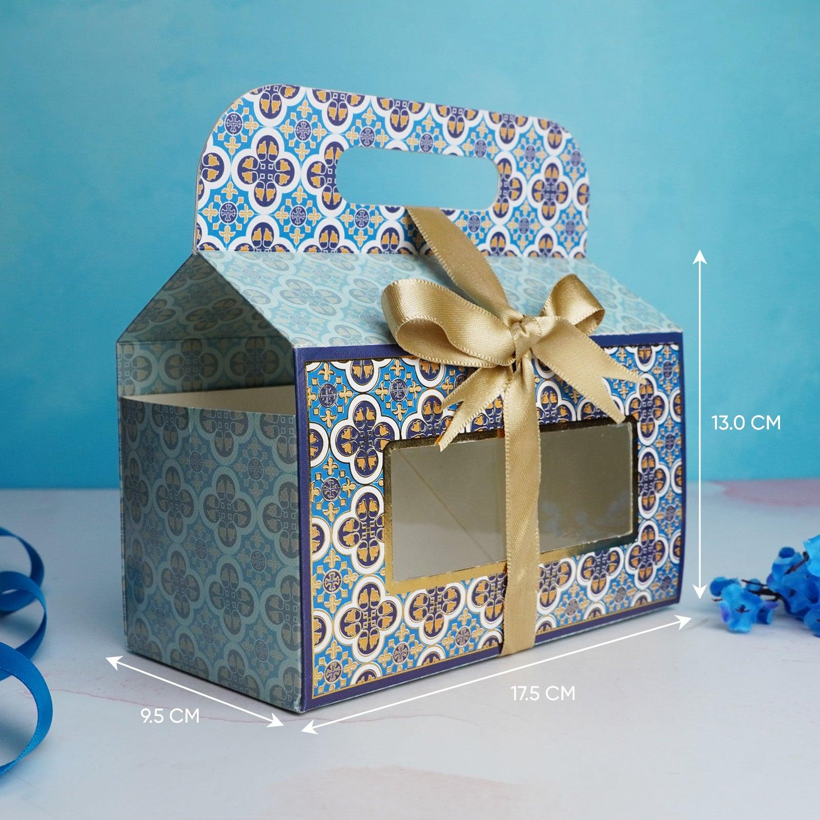 Blue 2 Jar Gift Handle Box