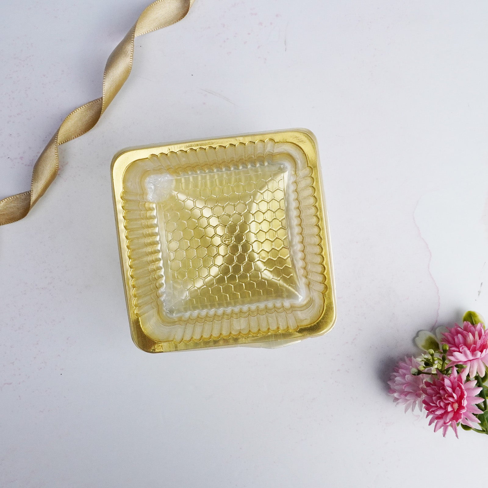 Golden Honeycomb Square Tray