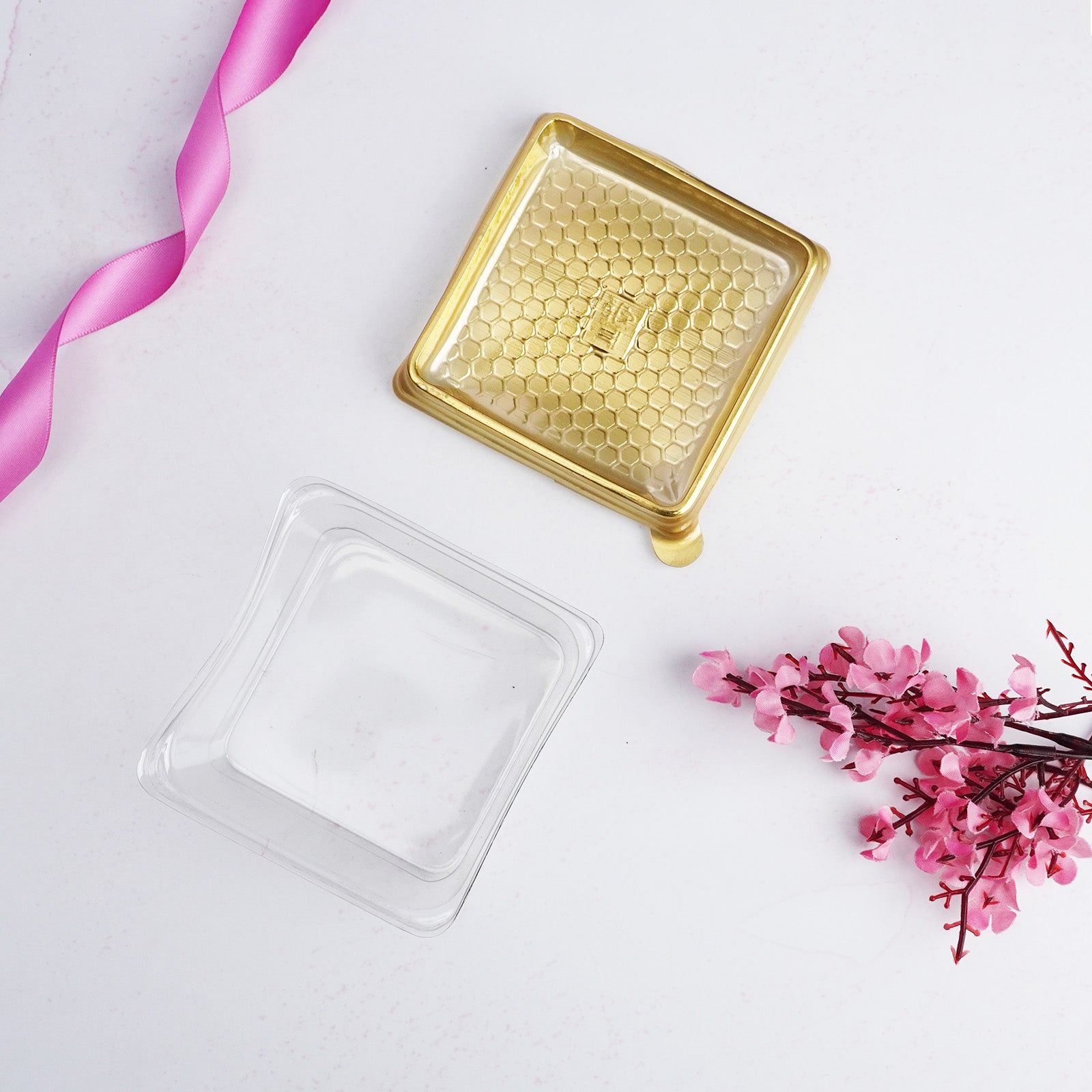 Honeycomb Gold Square Tray