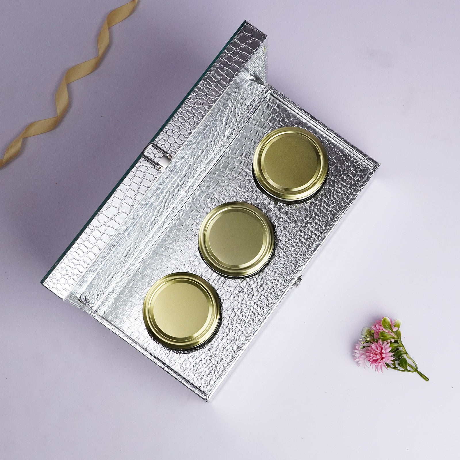 3 Jar Silver Gift Box