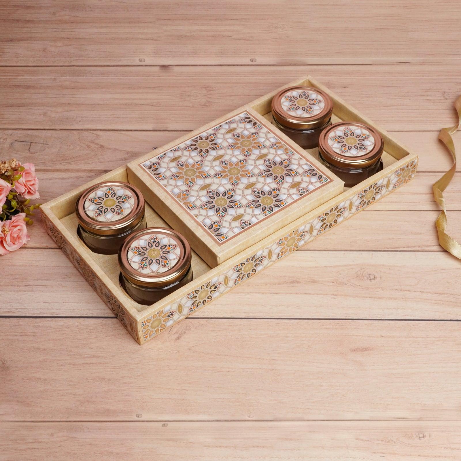 4 Jar Golden Dry Fruit Gift Box