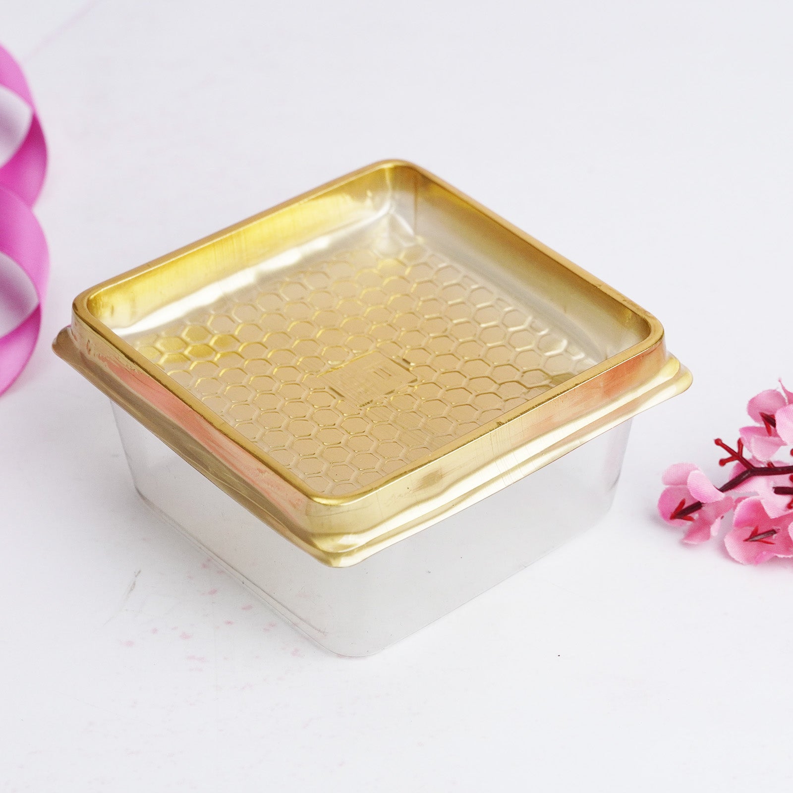 Honeycomb Gold Square Tray