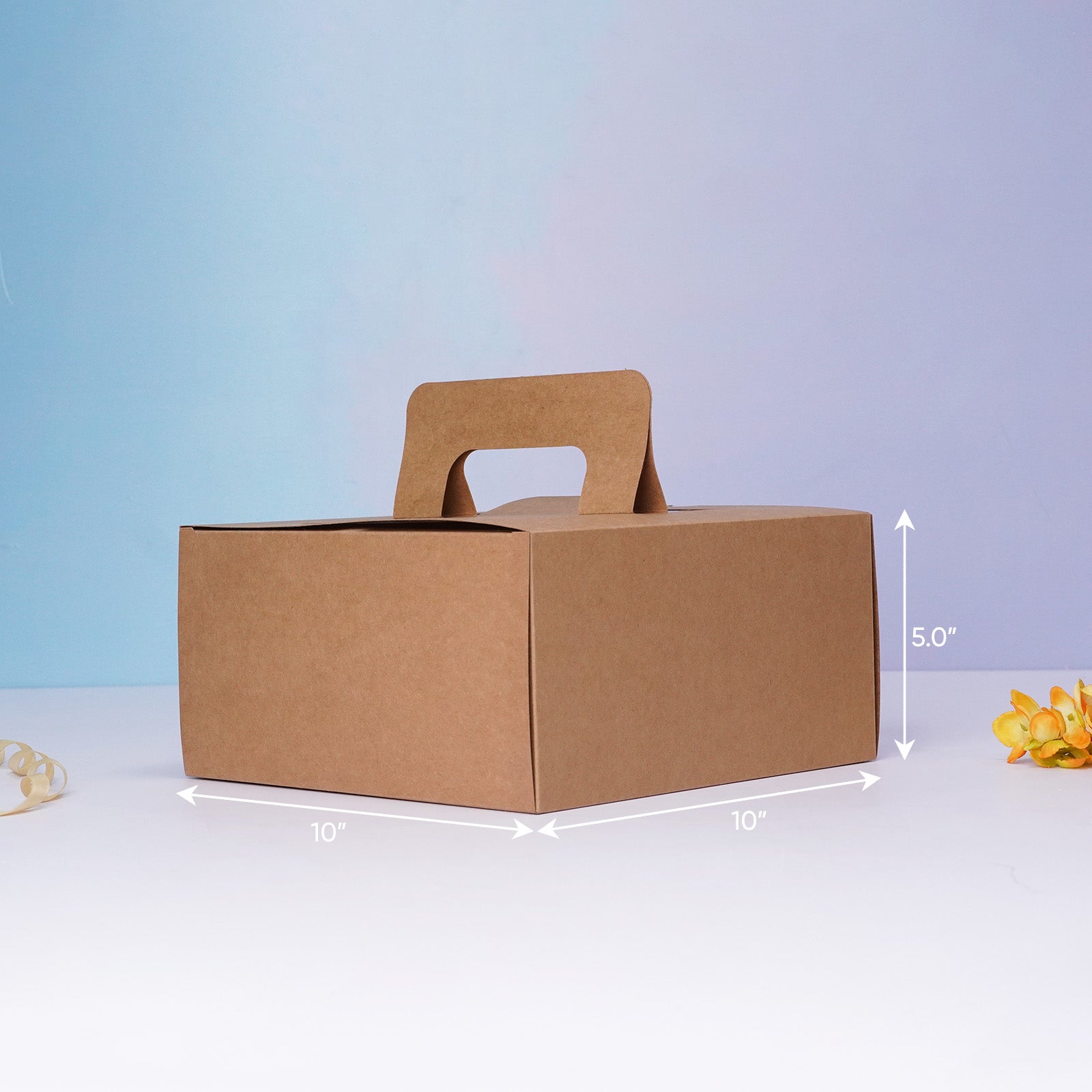 10X10 Handle Square Cake Box (Kraft)