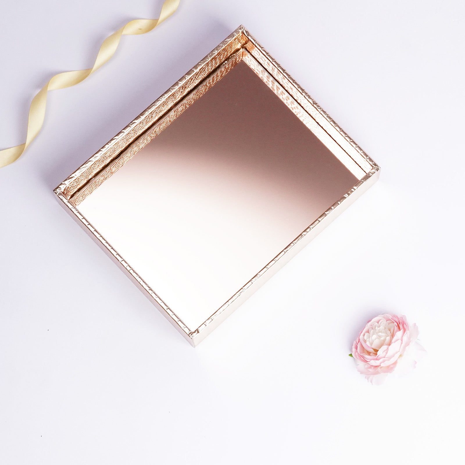 Rose Gold Glass Rectangular Tray