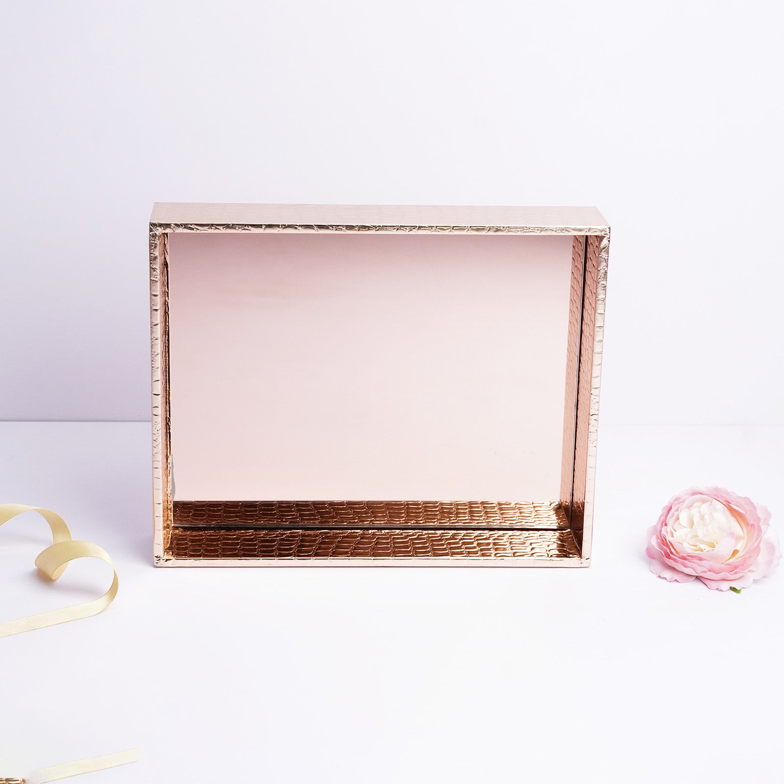 Rose Gold Glass Rectangular Tray