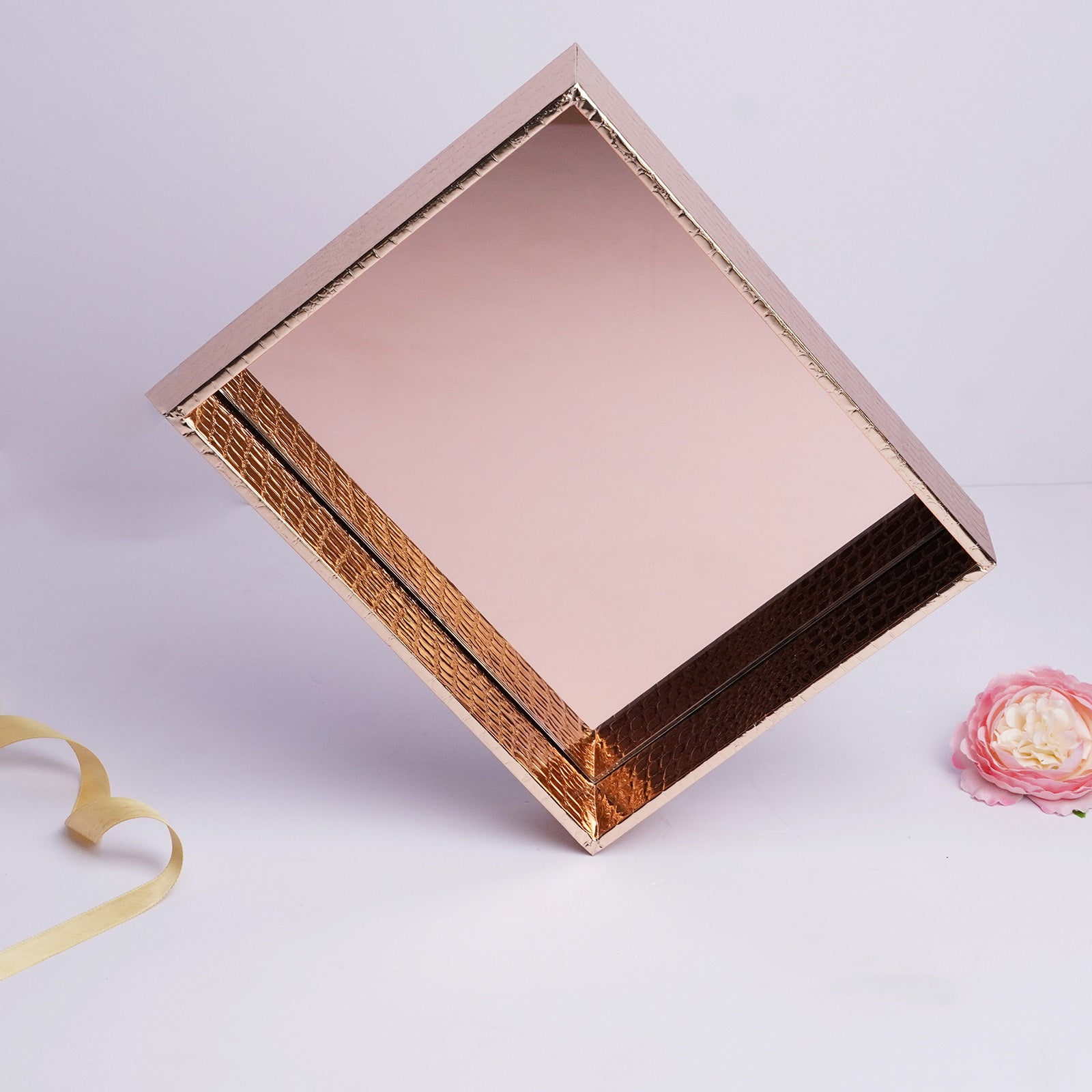 Rose Gold Glass Rectangular Tray