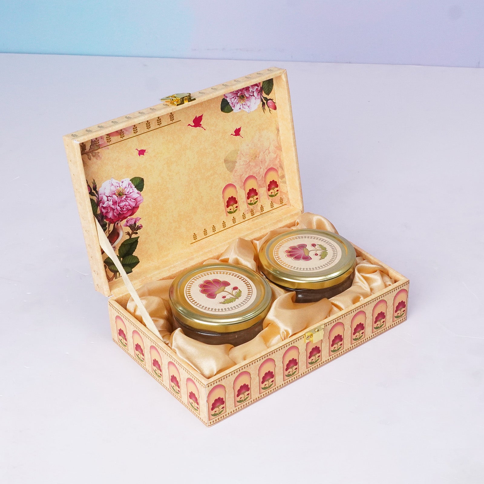 Beige Floral 2 Jar Dry Fruit Box