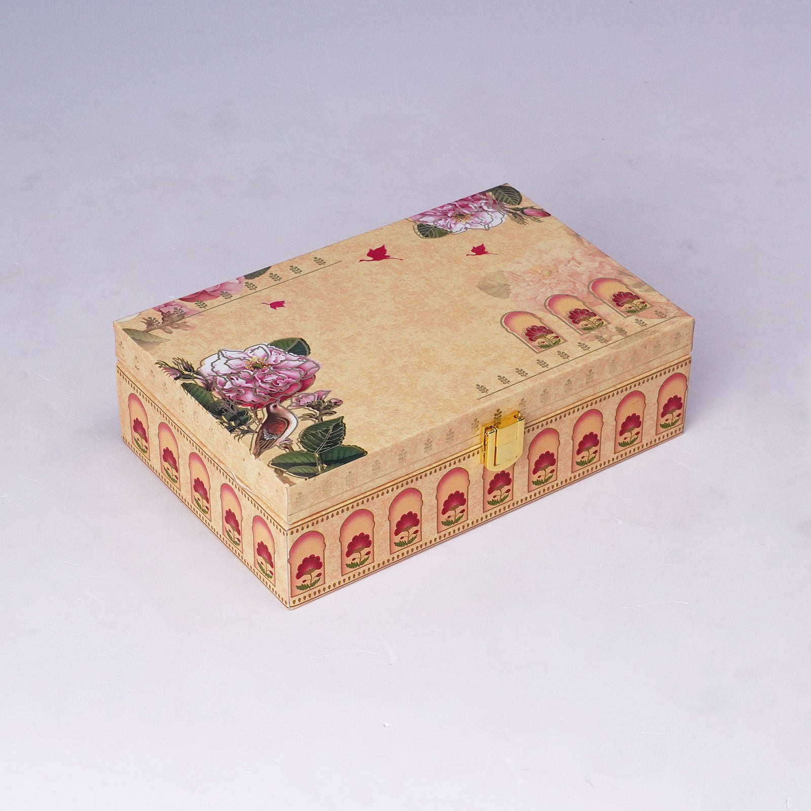 Beige Floral 2 Jar Dry Fruit Box