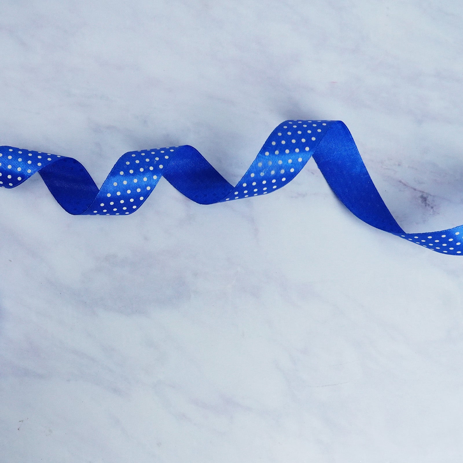 Blue Polka Dot Satin Ribbon