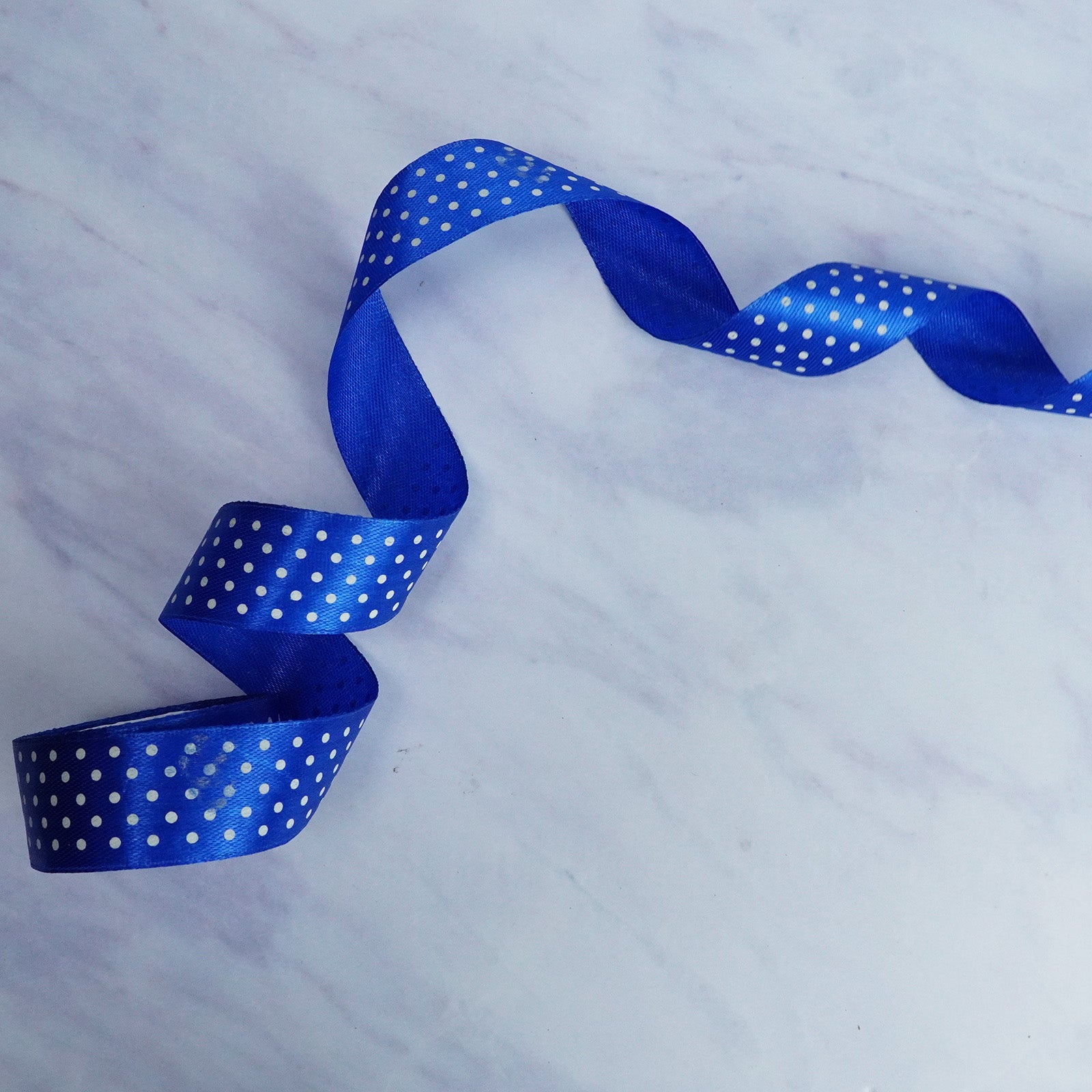 Blue Polka Dot Satin Ribbon