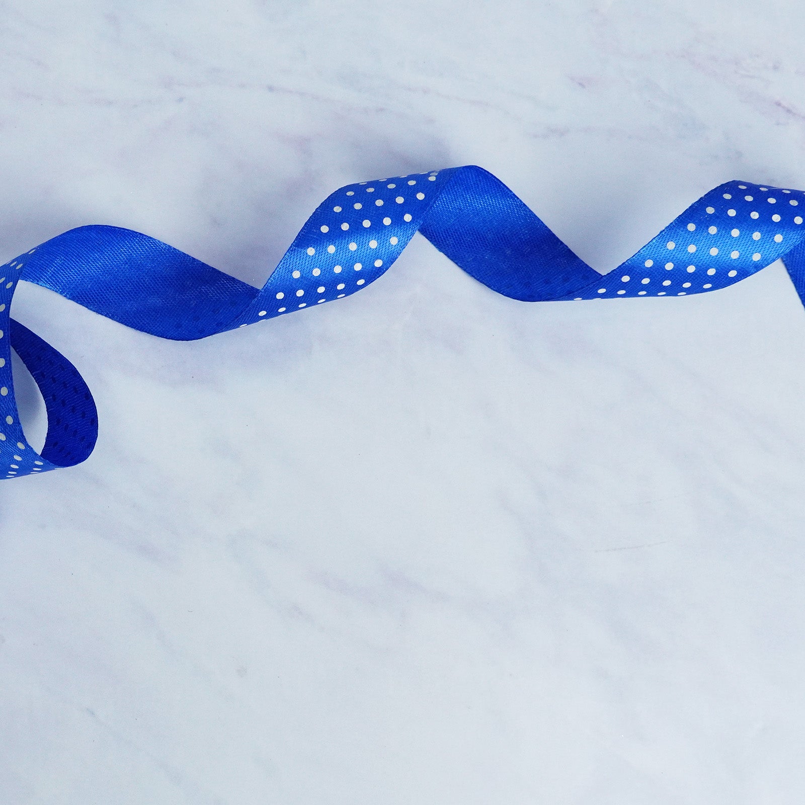 Blue Polka Dot Satin Ribbon