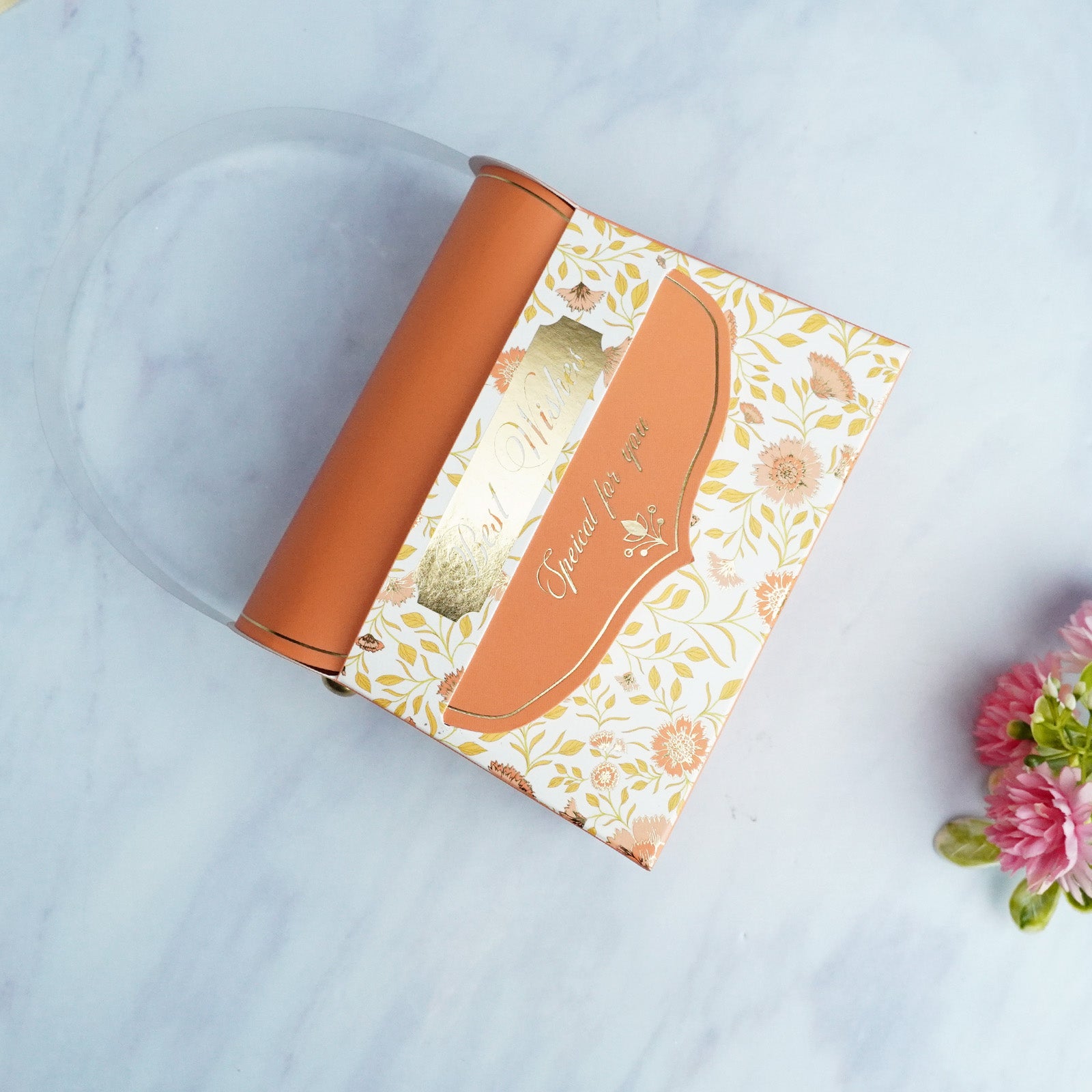 Peach Wedding Big Handle Gift Box