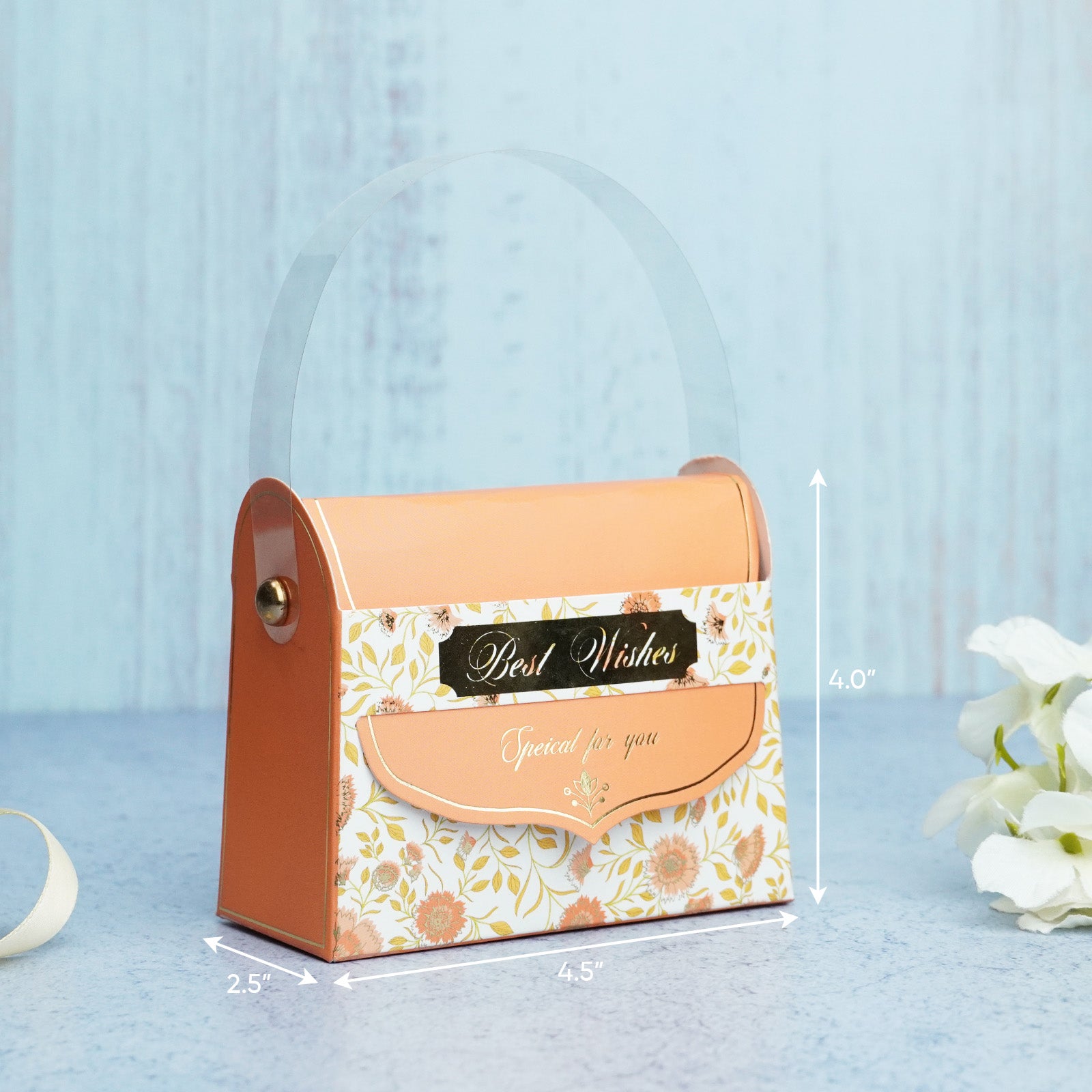 Peach Wedding Big Handle Gift Box