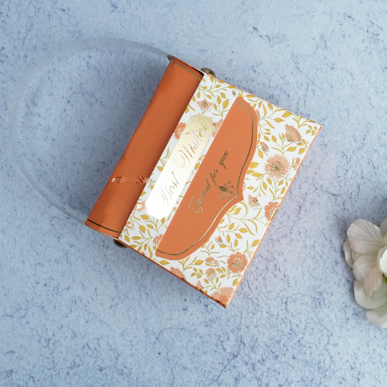 Peach Wedding Small Handle Gift Box