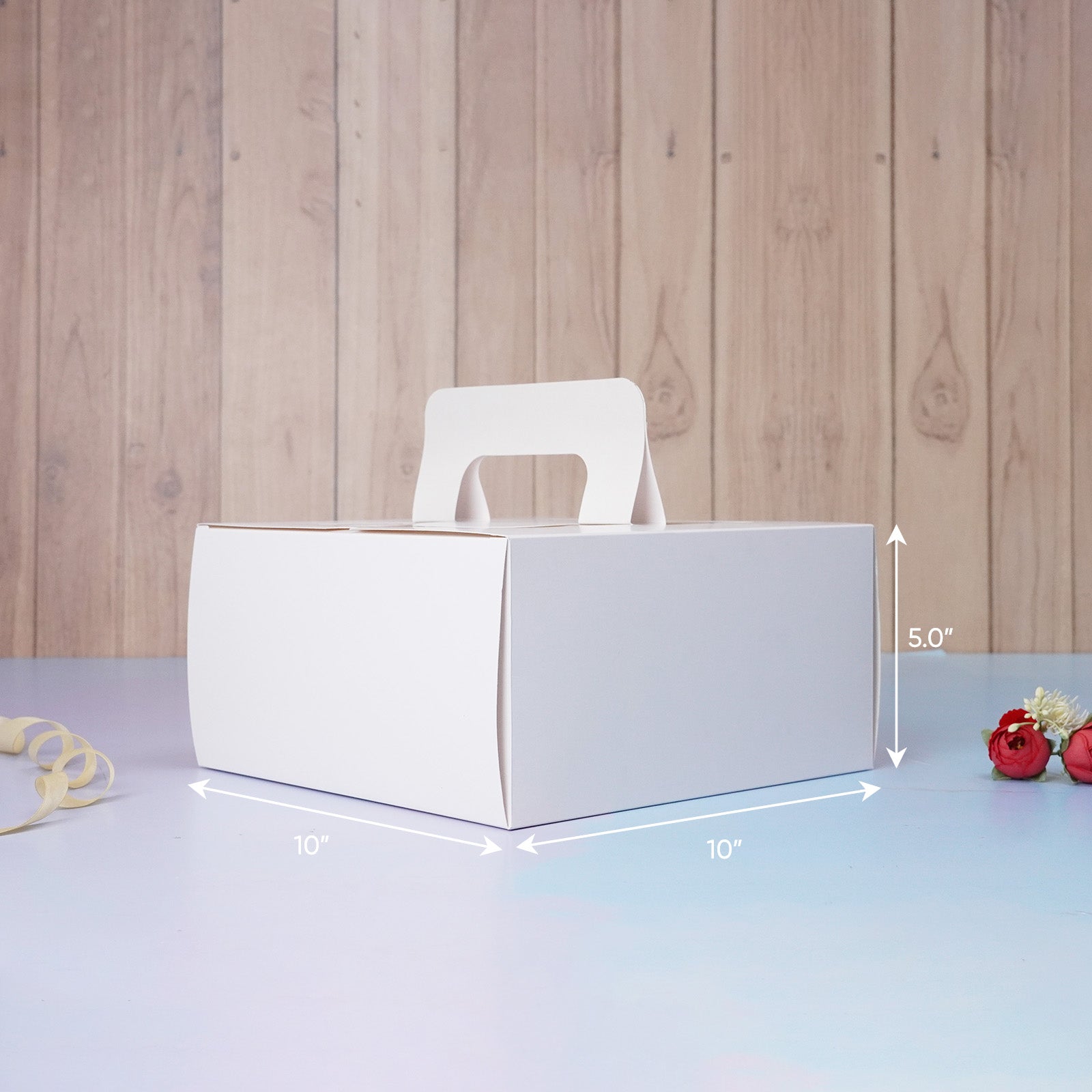 10X10 Handle Square Cake Box (White)