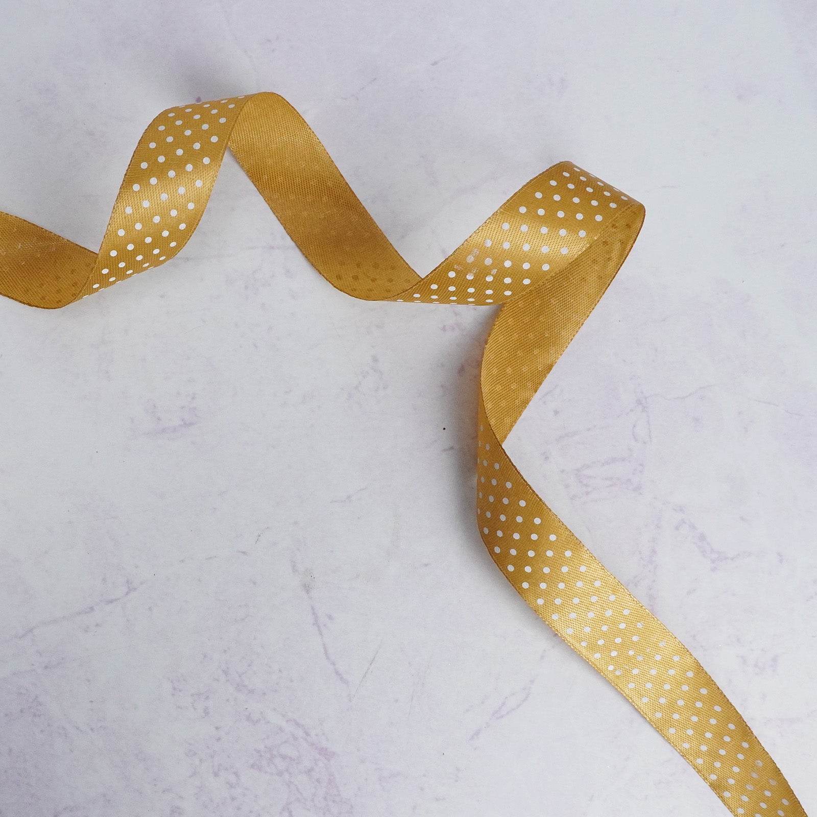 Golden Polka Dot Satin Ribbon