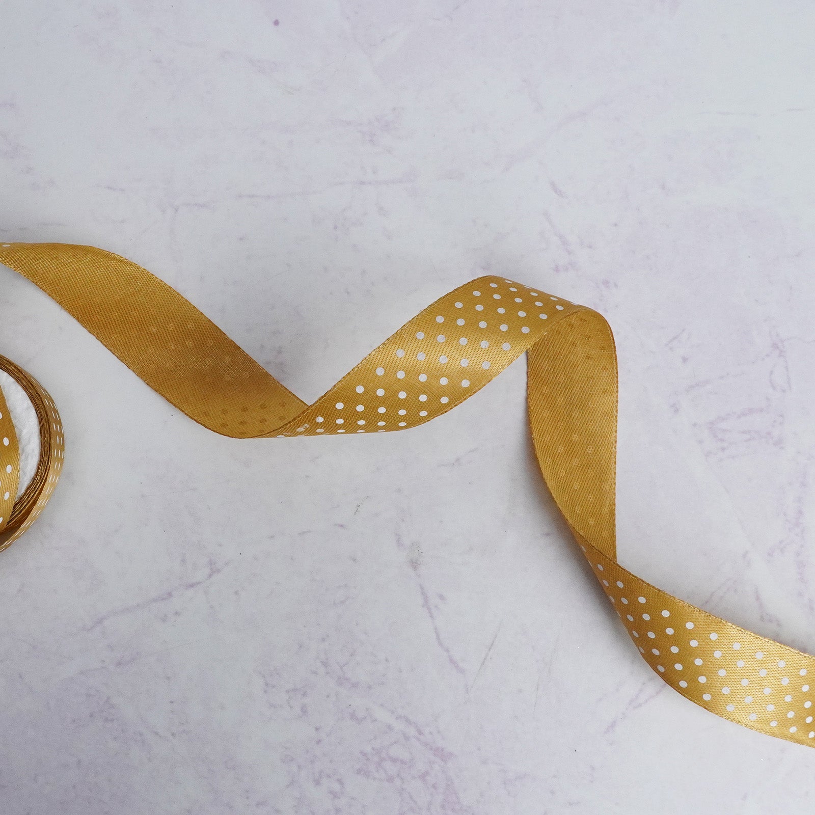 Golden Polka Dot Satin Ribbon