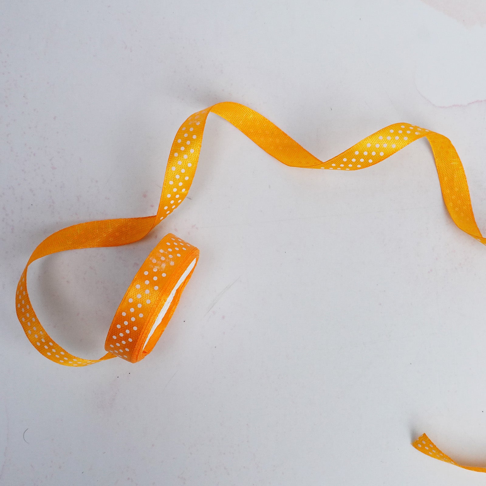 Golden Yellow Polka Dot Satin Ribbon