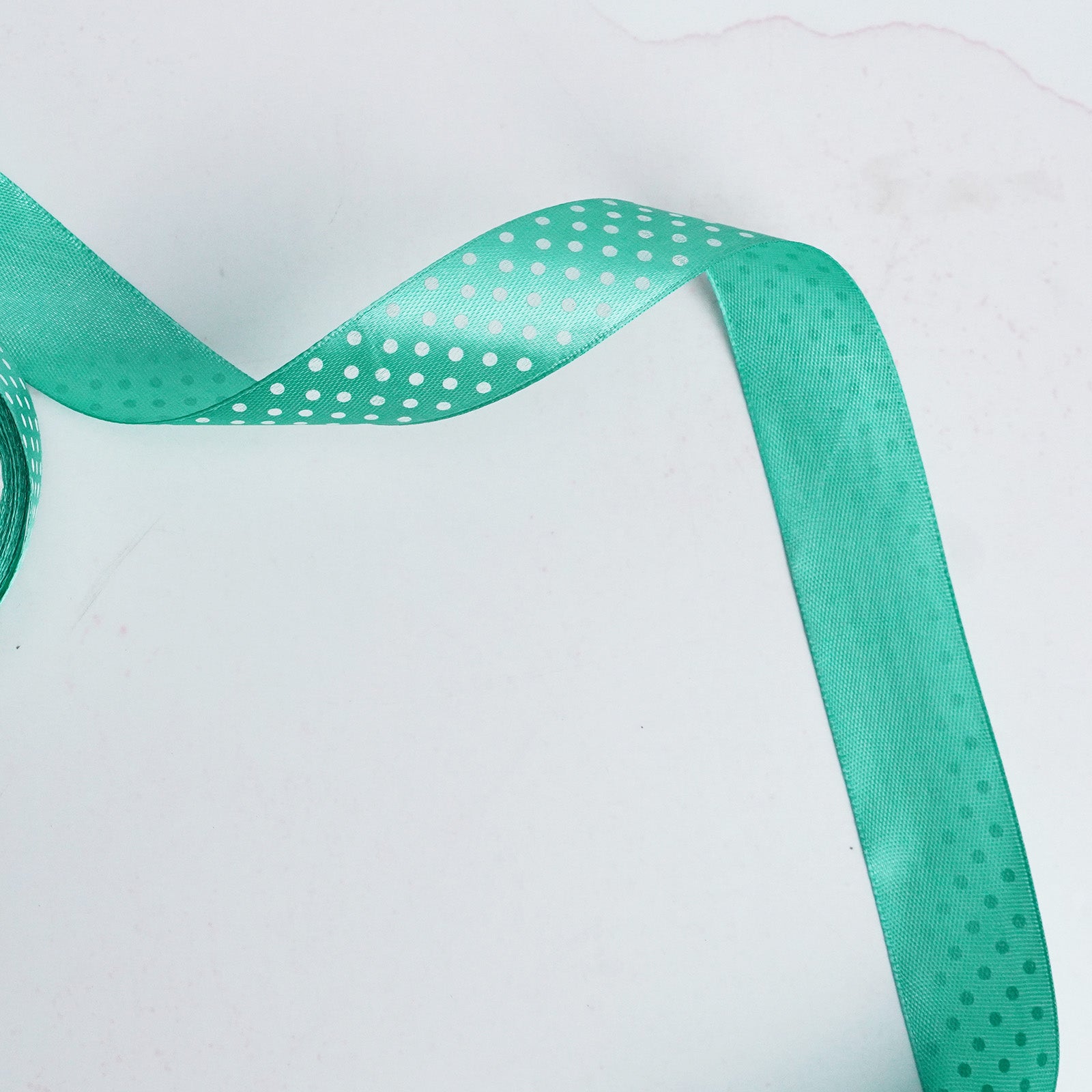 Mint Polka Dot Satin Ribbon