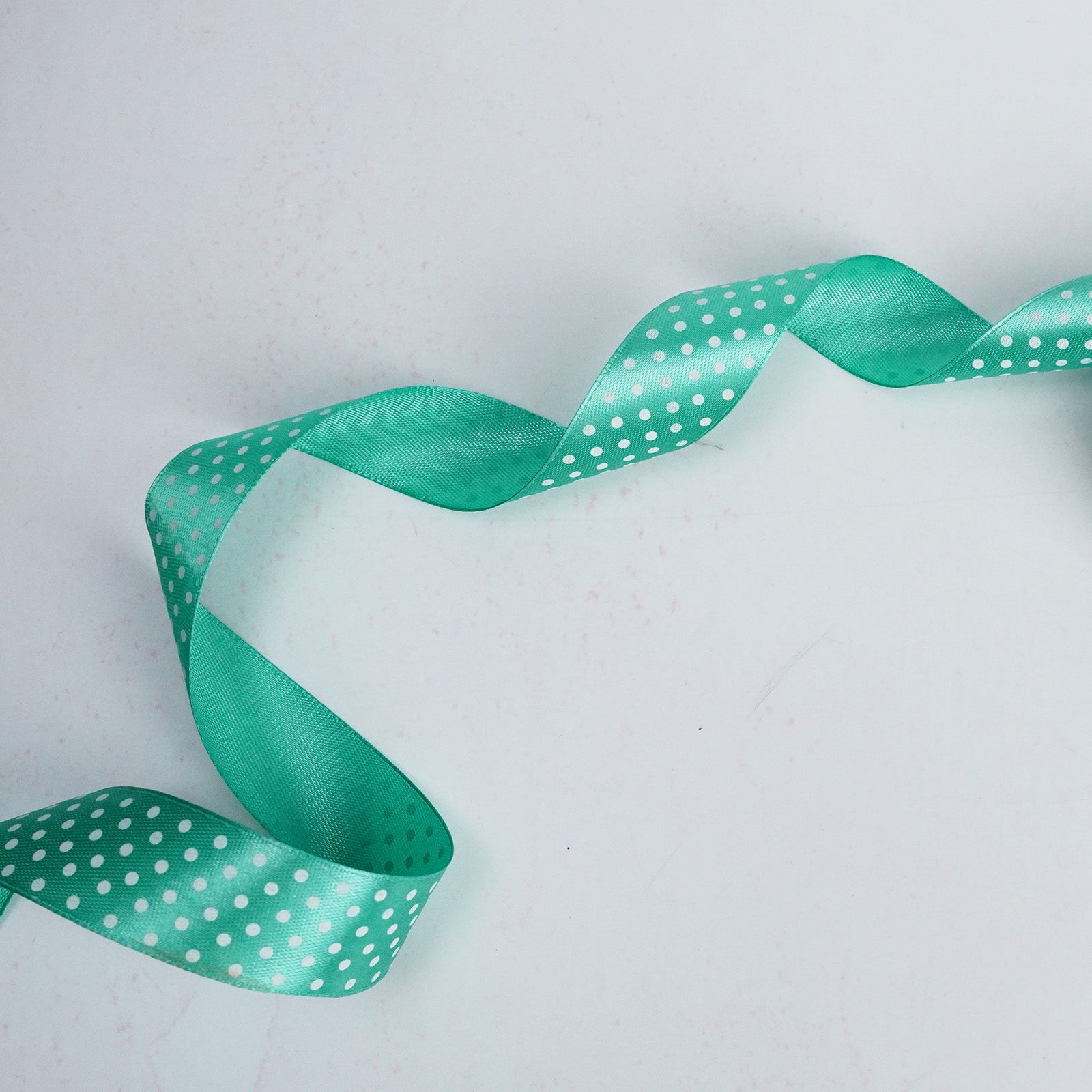 Mint Polka Dot Satin Ribbon