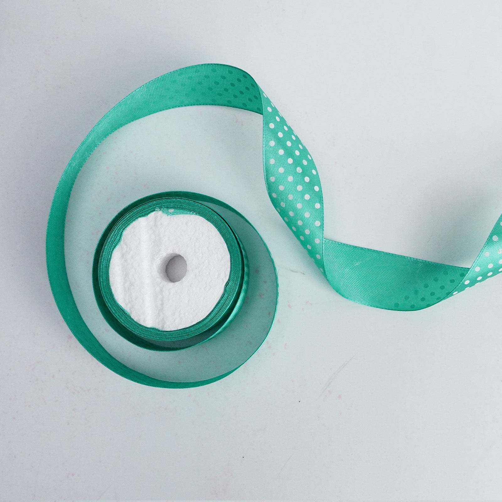 Mint Polka Dot Satin Ribbon