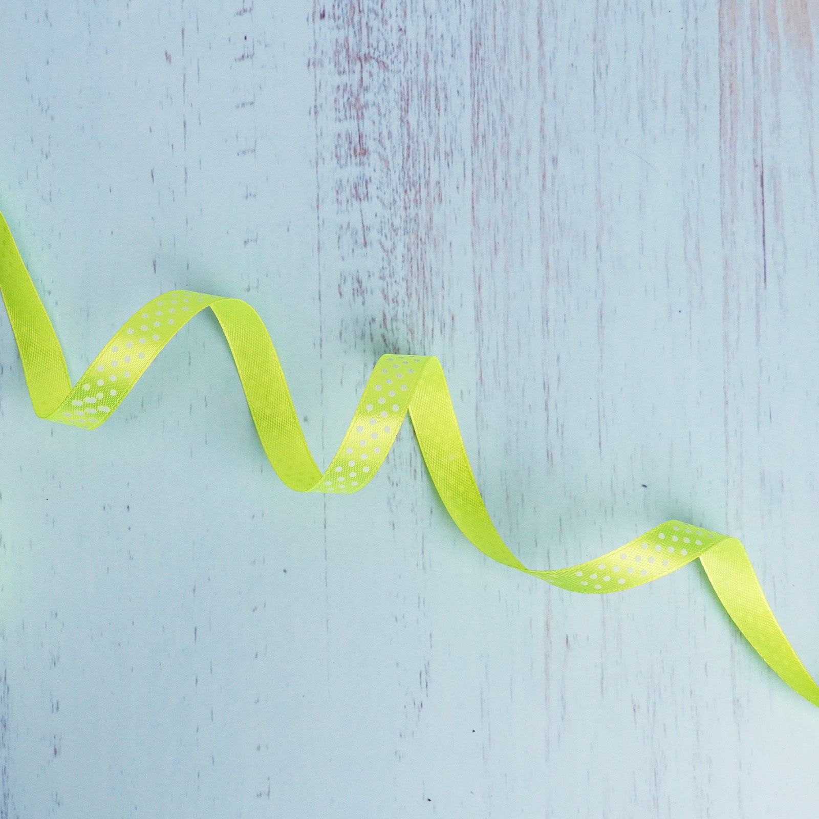 Lime Green Polka Dot Satin Ribbon