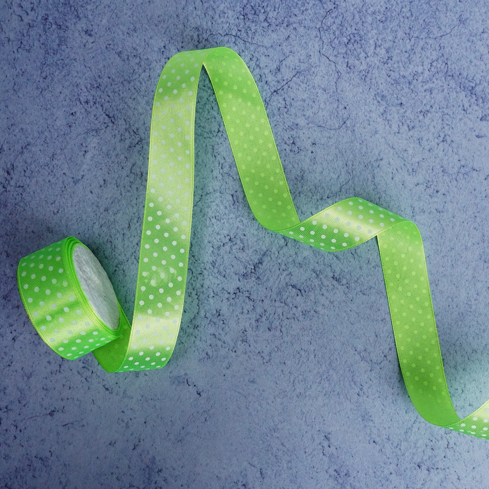 Lime Green Polka Dot Satin Ribbon