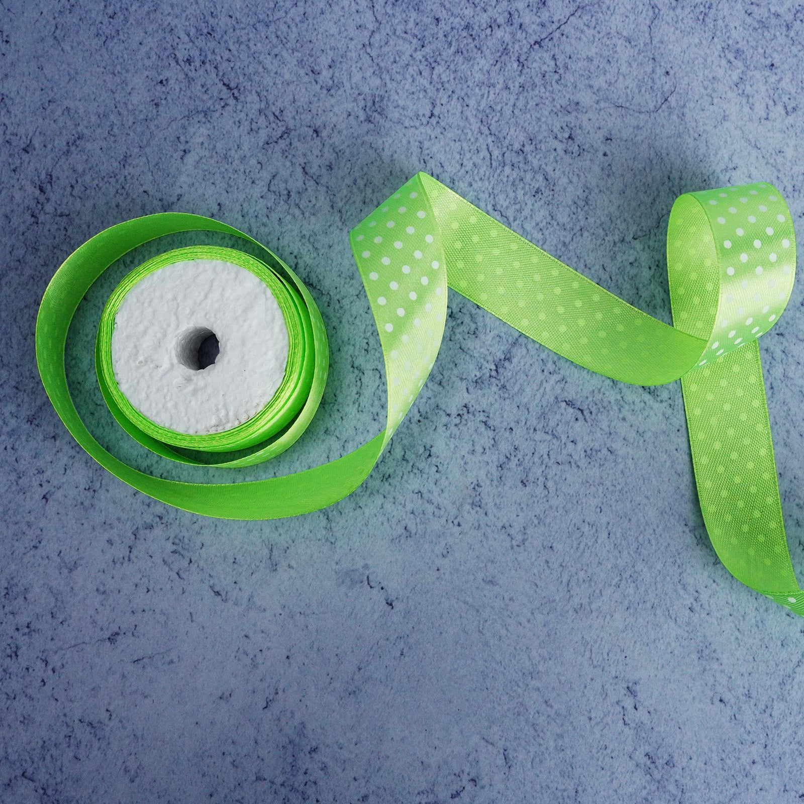 Lime Green Polka Dot Satin Ribbon