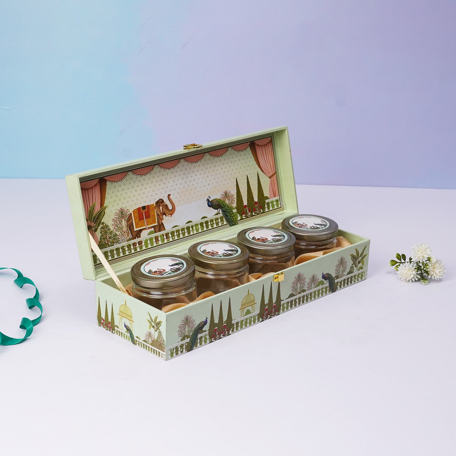 Light Green 4 Jar Gift Box