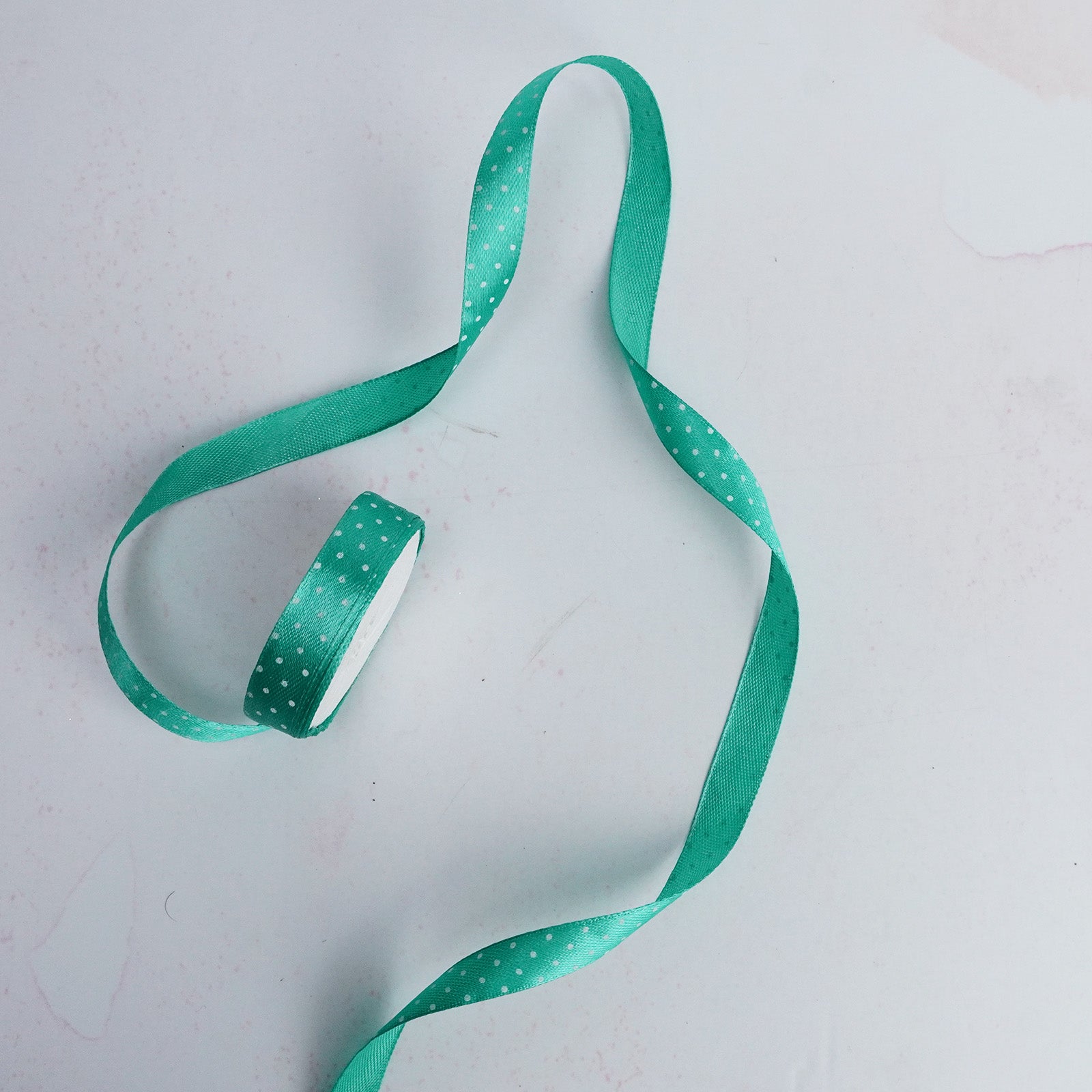 Mint Polka Dot Satin Ribbon