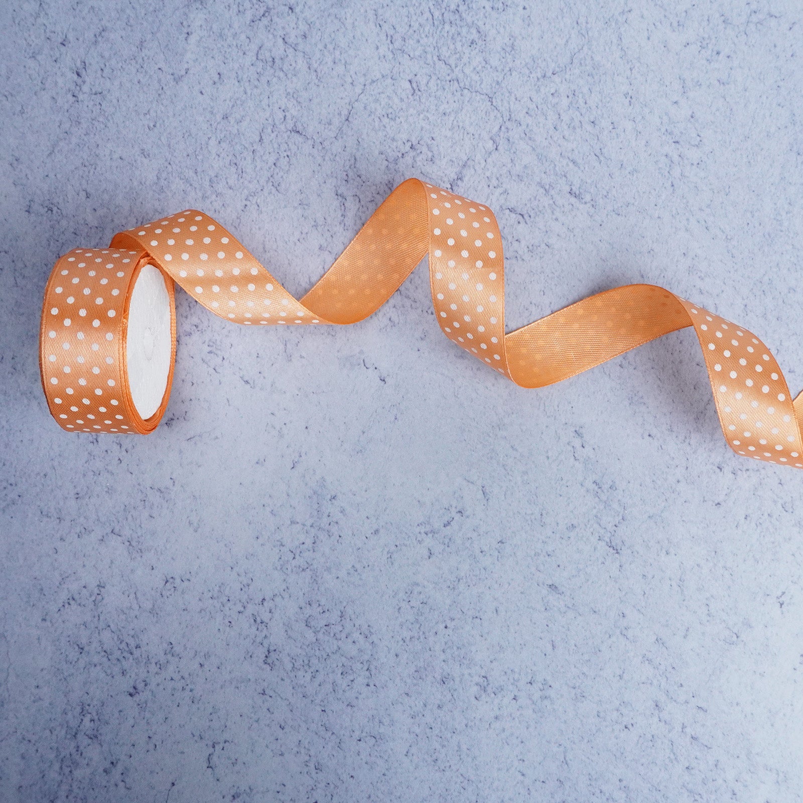 Peach Polka Dot Satin Ribbon