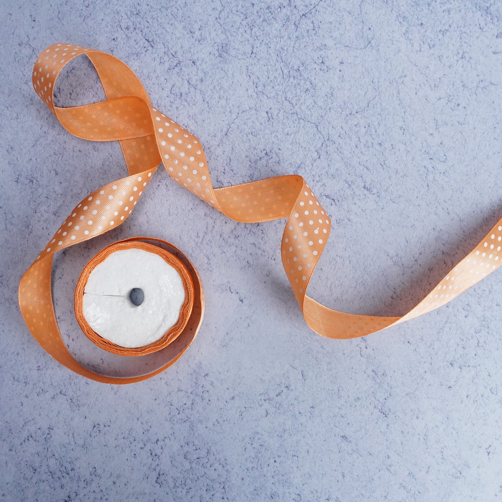 Peach Polka Dot Satin Ribbon