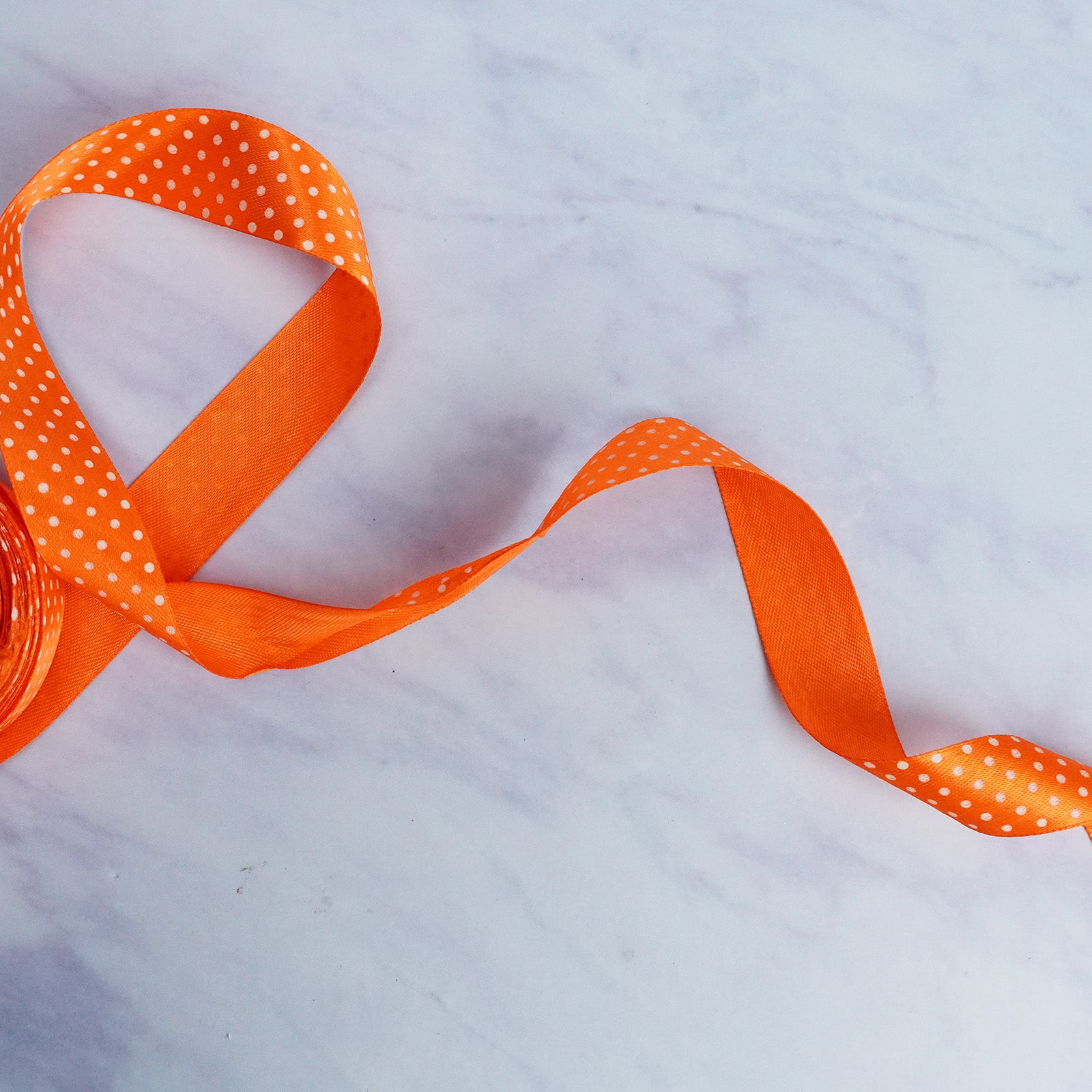 Orange Polka Dot Satin Ribbon