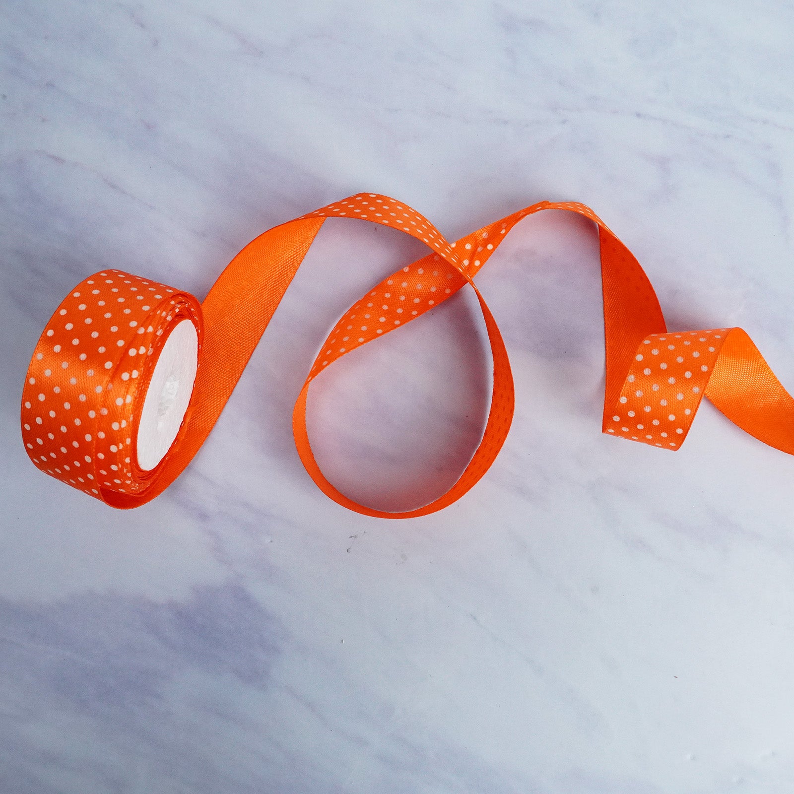 Orange Polka Dot Satin Ribbon