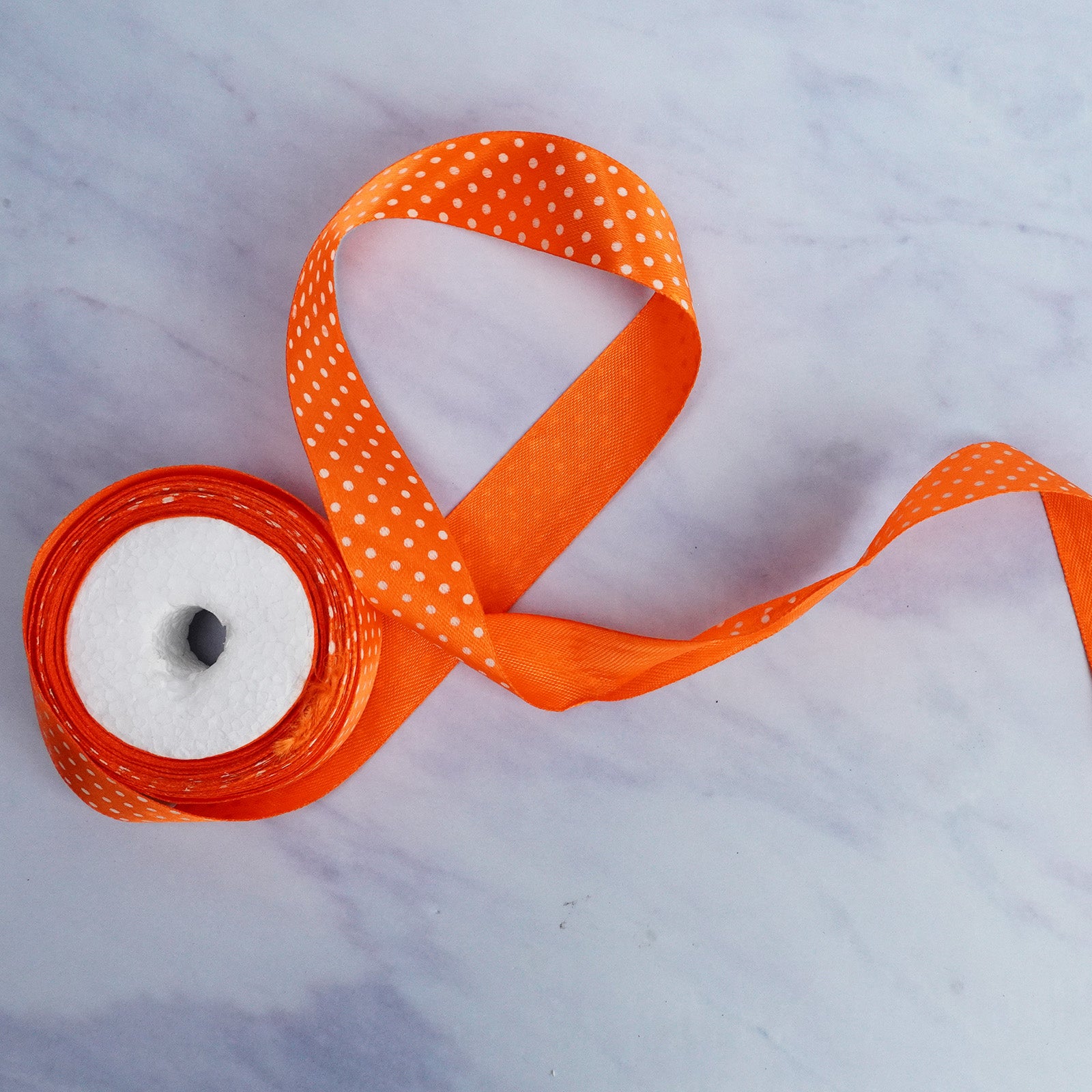 Orange Polka Dot Satin Ribbon