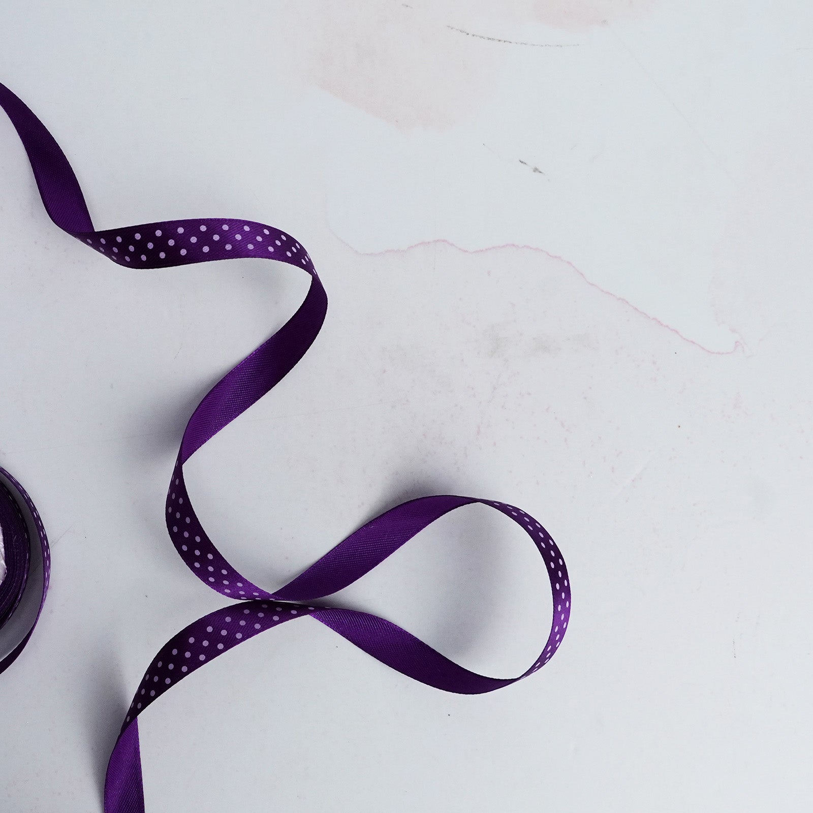 Purple Polka Dot Satin Ribbon