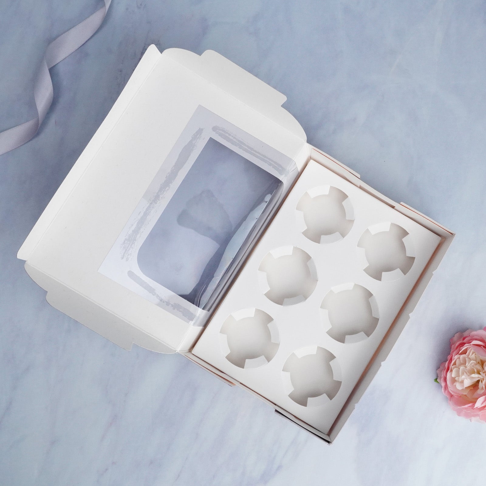 Elegant Wave 6 Cavity Cupcake Box