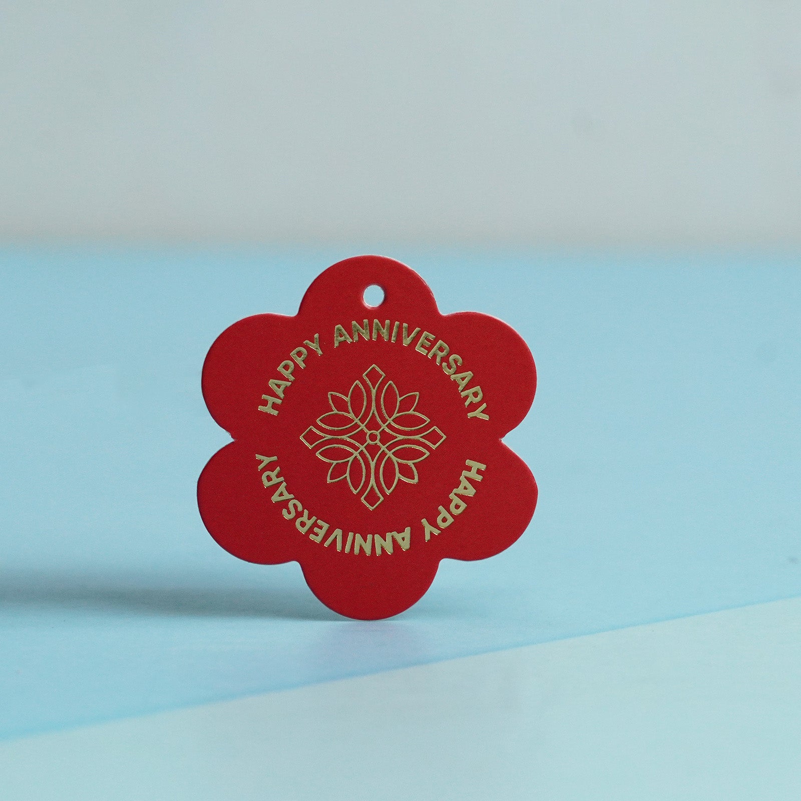 Red Flower Happy Anniversary Gift Tag