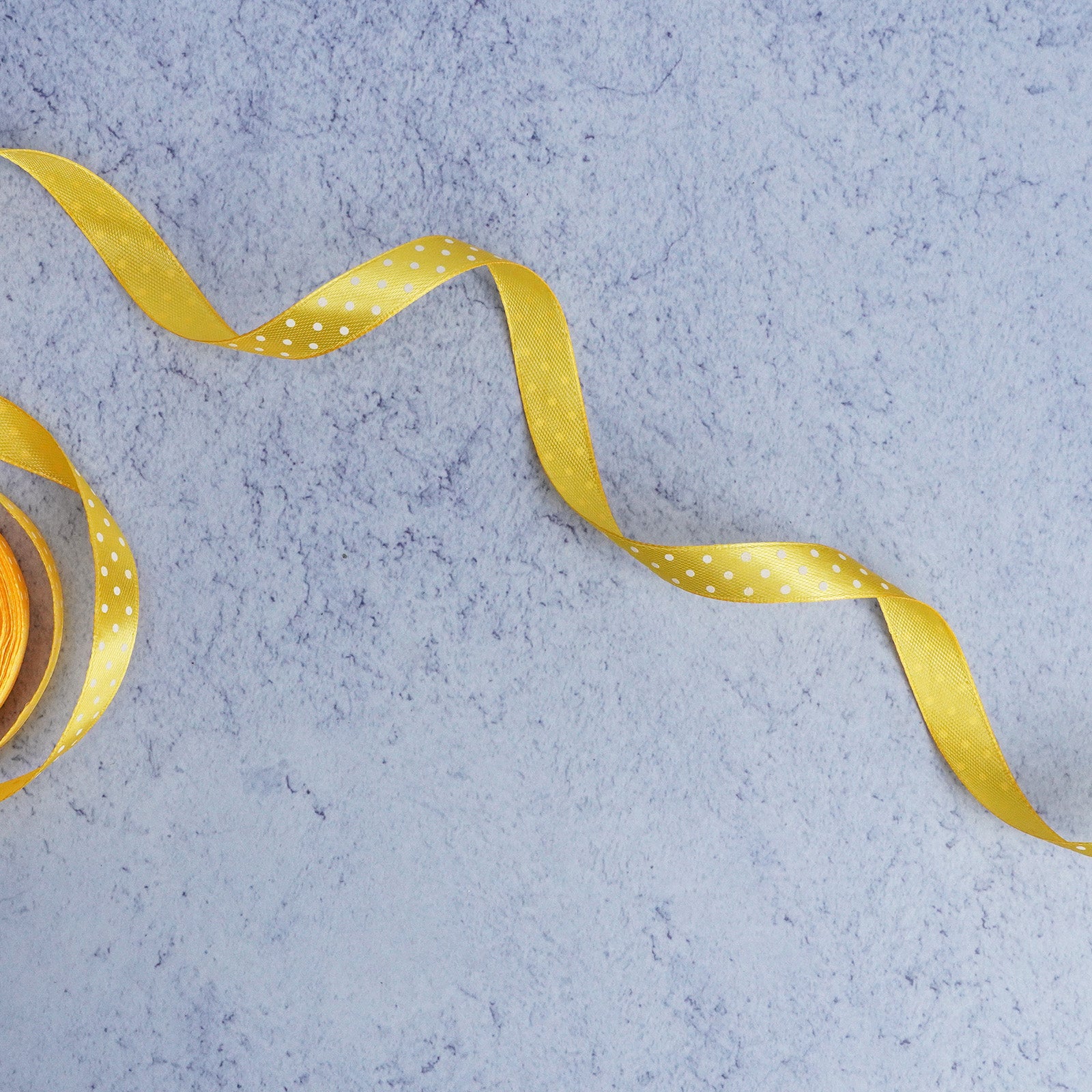 Sunny Yellow Polka Dot Satin Ribbon