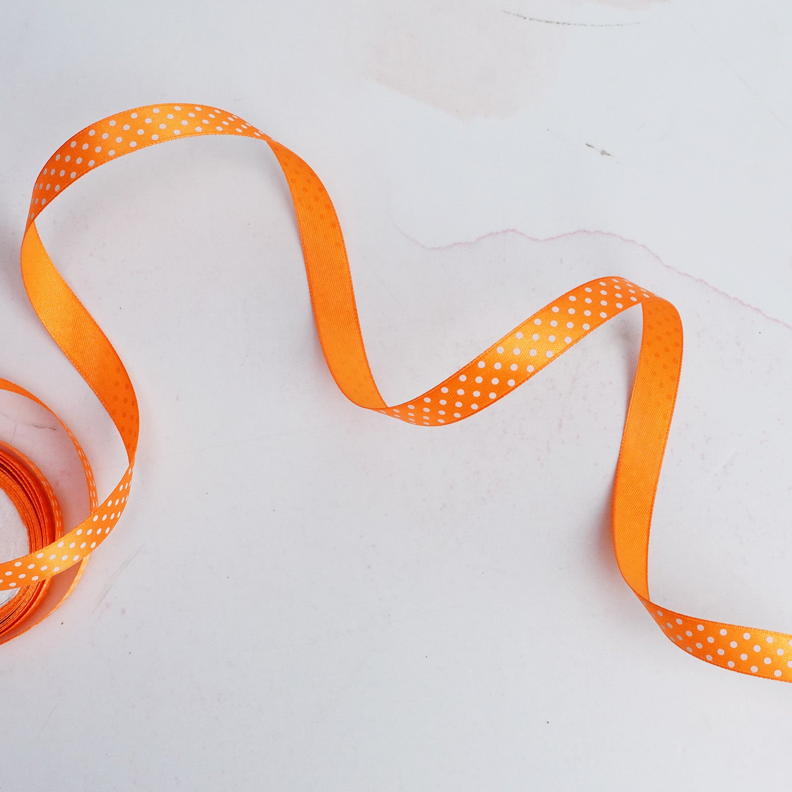 Orange Polka Dot Satin Ribbon