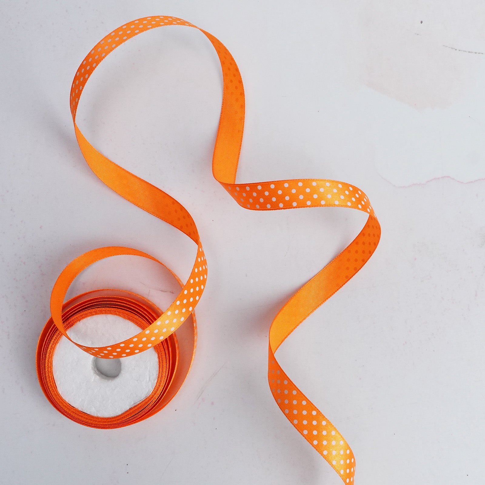 Orange Polka Dot Satin Ribbon