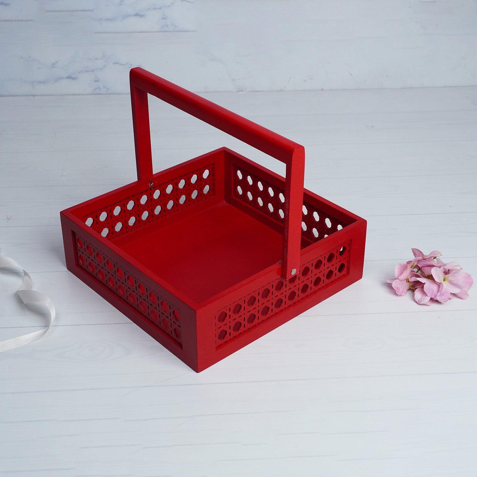 Red MDF Handle Gift Tray