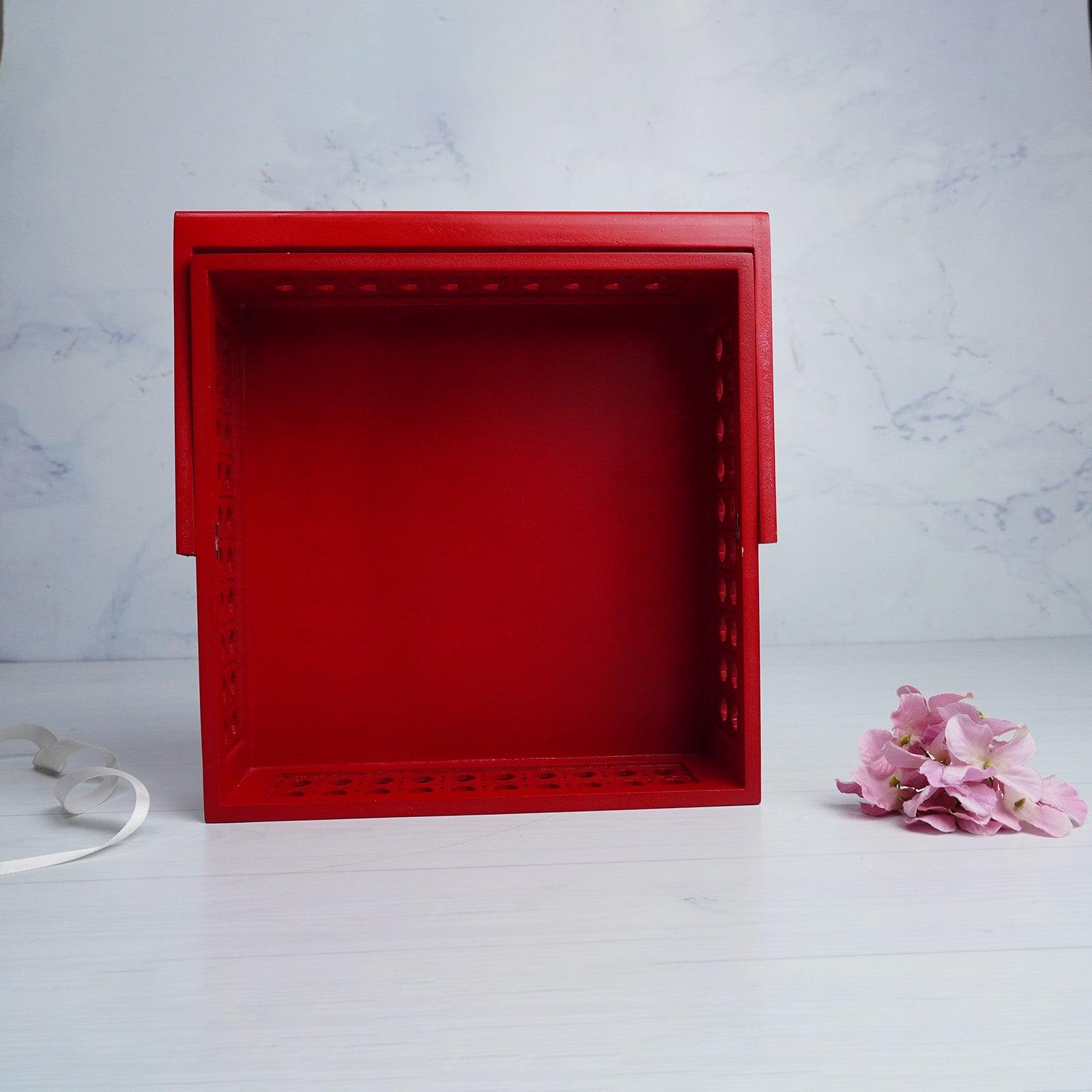 Red MDF Handle Gift Tray