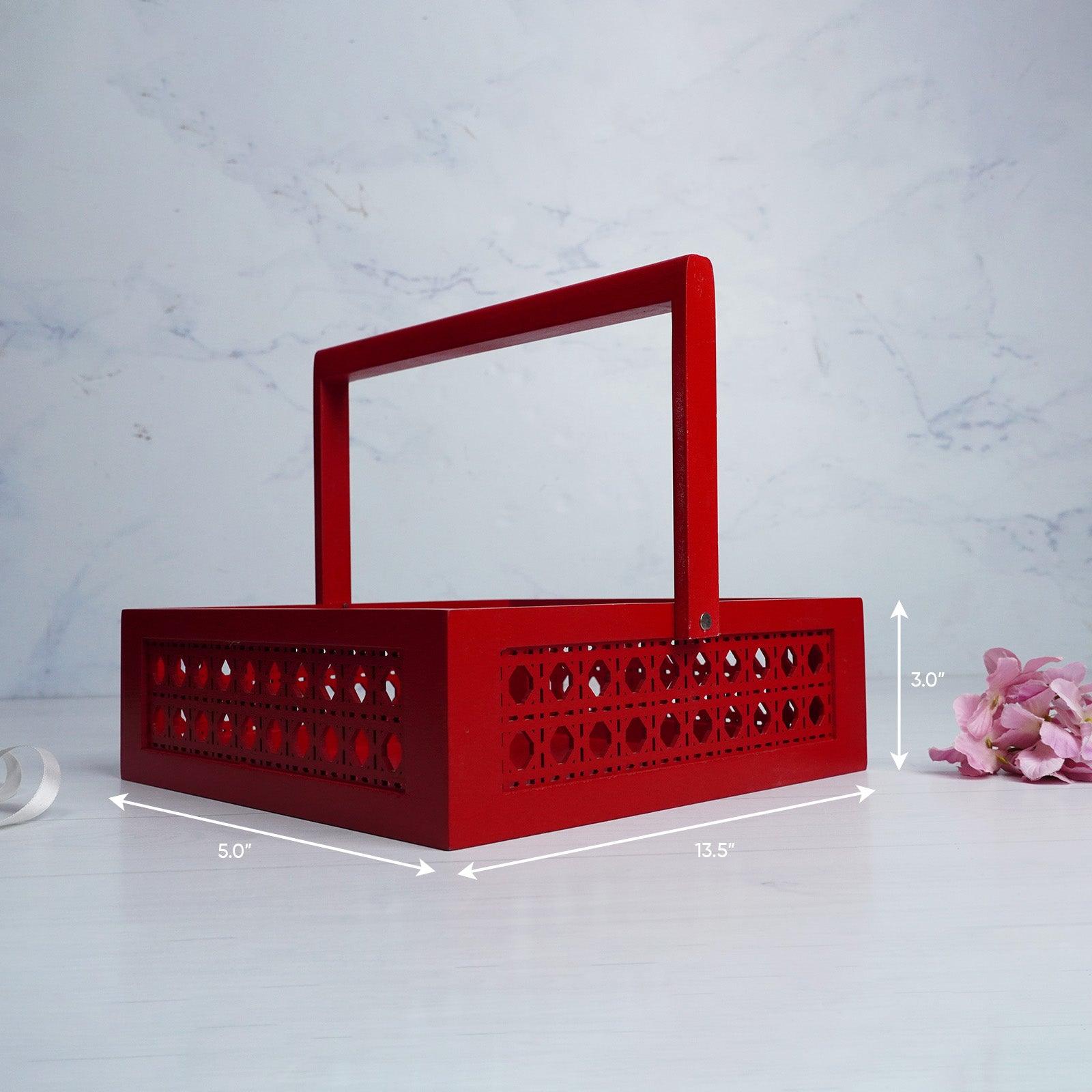 Red MDF Handle Gift Tray