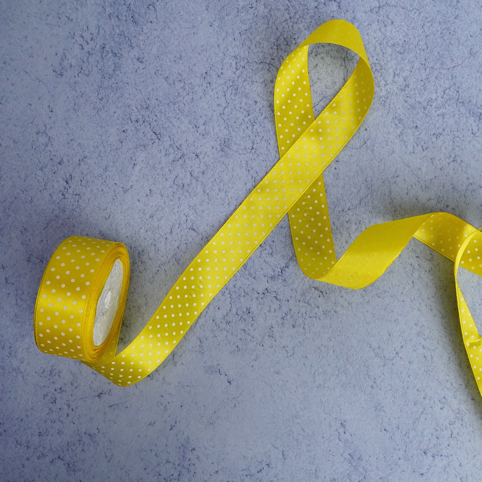 Yellow Polka Dot Satin Ribbon