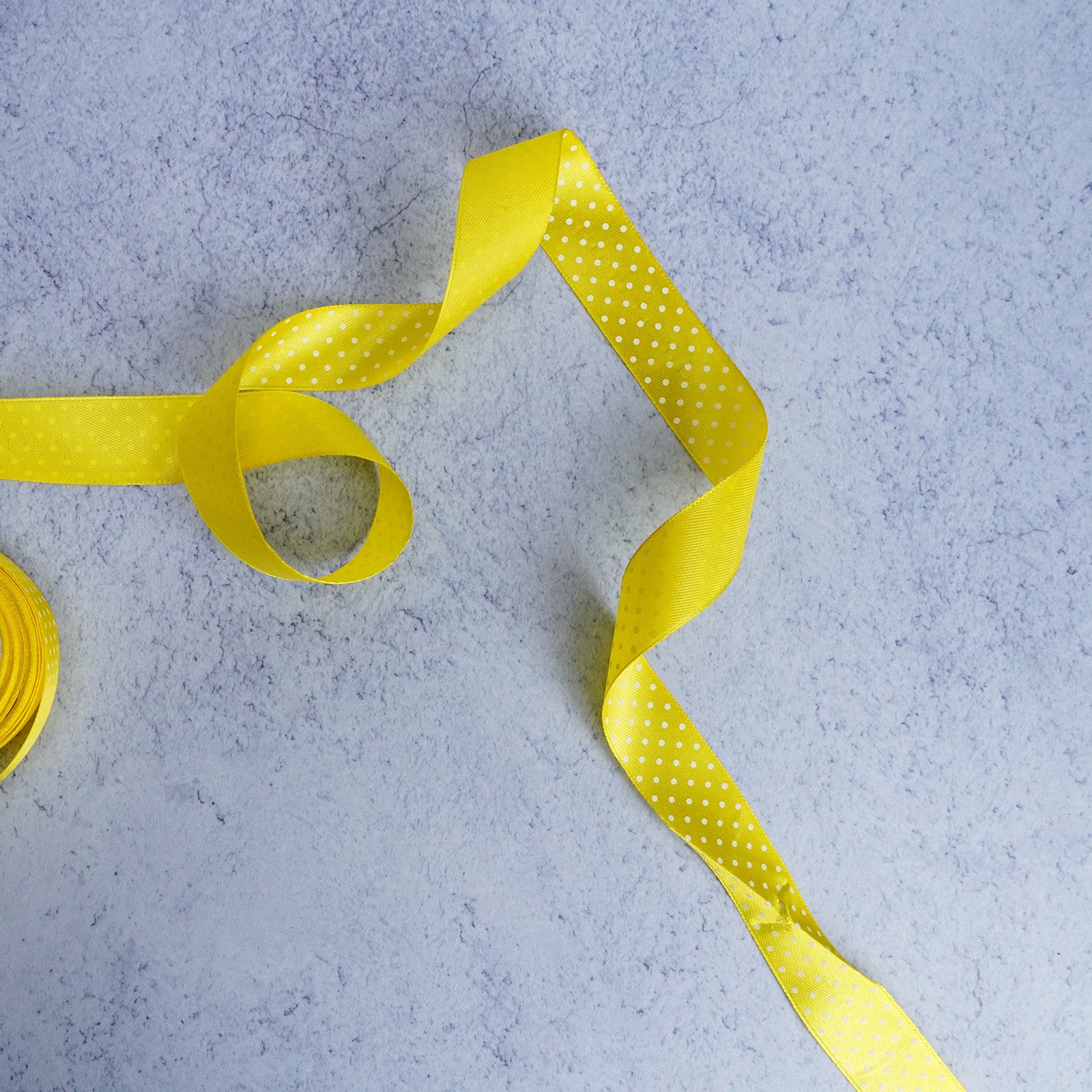 Yellow Polka Dot Satin Ribbon